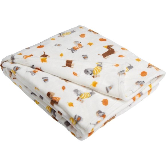 Dachshund Dog Throw Blanket MicroFleece Pumpkin Spice Coffee Sweater Fall Leaves - Picture 6 of 11